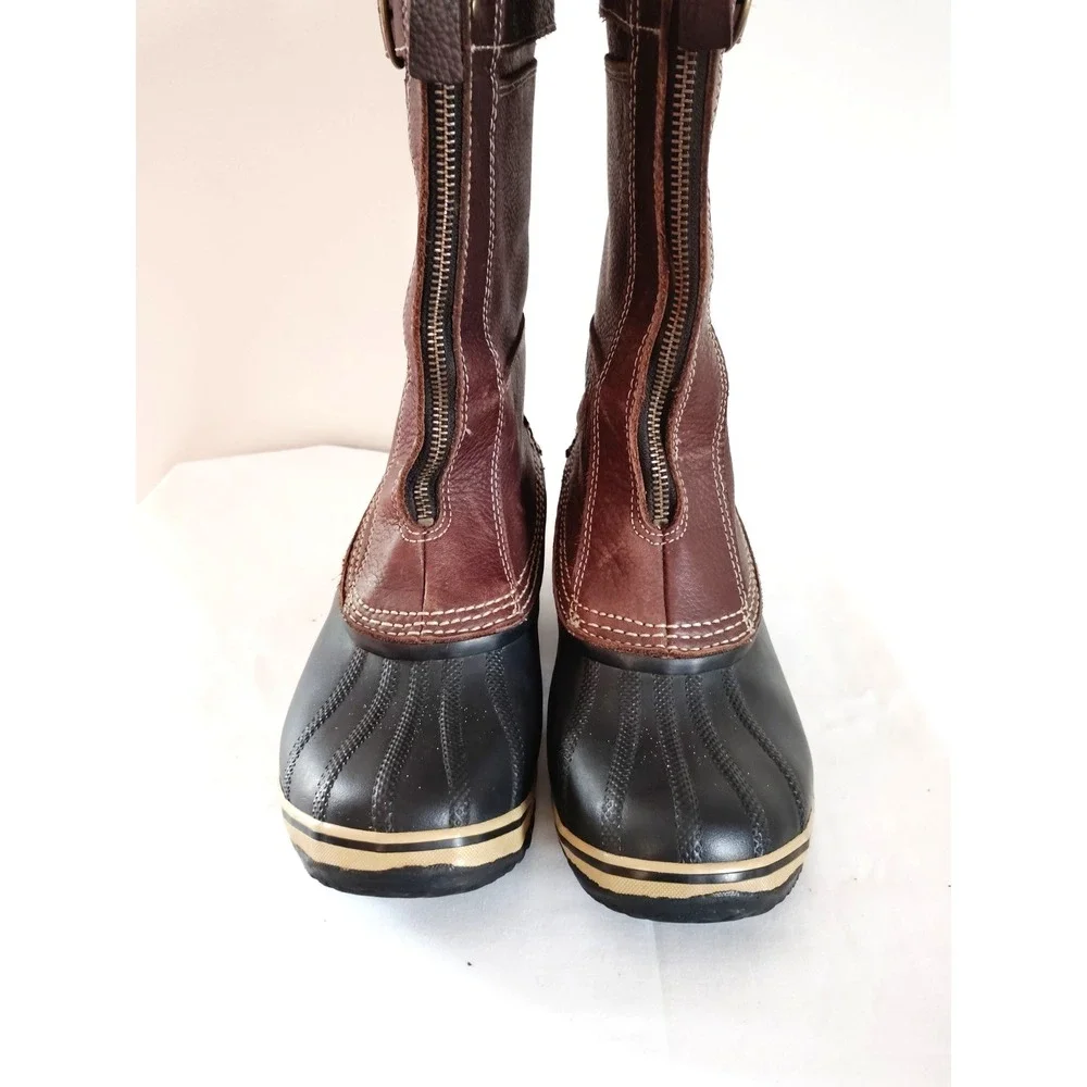 Sorel Brown Leather Rubber Duck Hunting Waterproof Winter Snow Boots Women 7.5